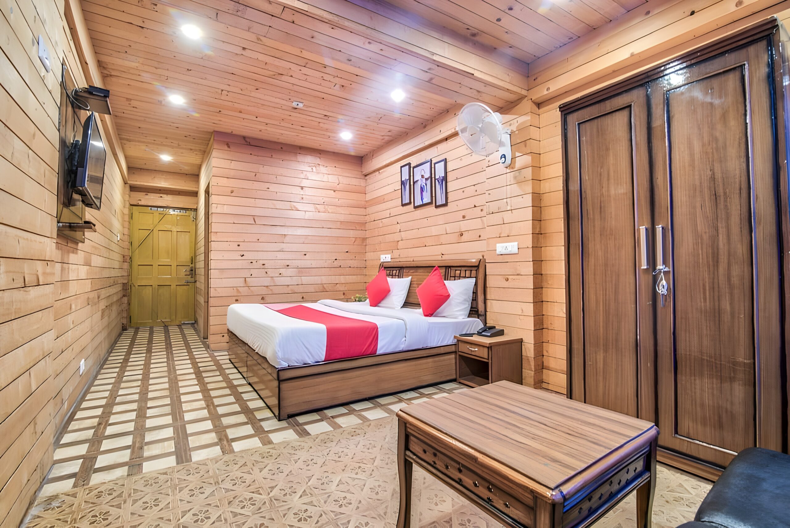 Room Designed with wooden Paneling.